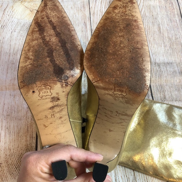 Sesto Meucci Gold Mid Calf Boots Sz 8 - Picture 8 of 8